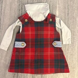 Beaufort Bonnet Company - Red Plaid Jumper w Blue Turtleneck Onesie (12-18 mons)